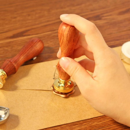 Set Sigiliu de alama, Stampila ceara cu maner lemn - diferite modele [5]