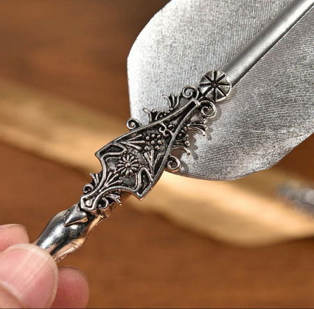 Set simplu pana naturala cu 5 capete penite [3]