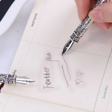 Set simplu pana naturala cu 5 capete penite [7]