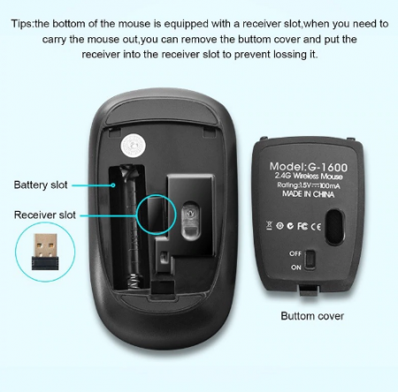 Mouse Wireless, 2.4Ghz USB, Wireless, negru [5]