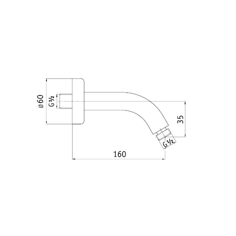 Brat dus cu montaj pe perete culoare crom Deante 160 mm, Cascada [2]