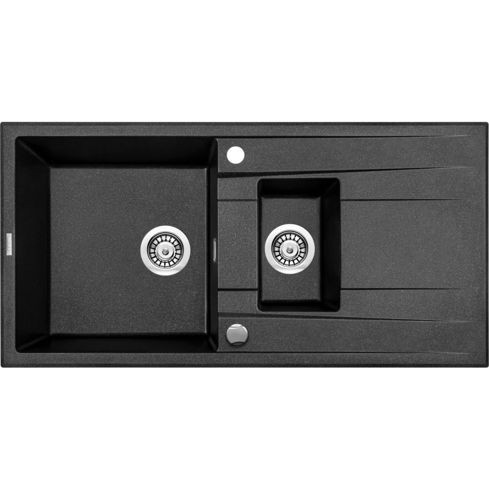 Chiuveta bucatarie compozit doua cuve cu picurator grafit metalic Deante Eridan [1]
