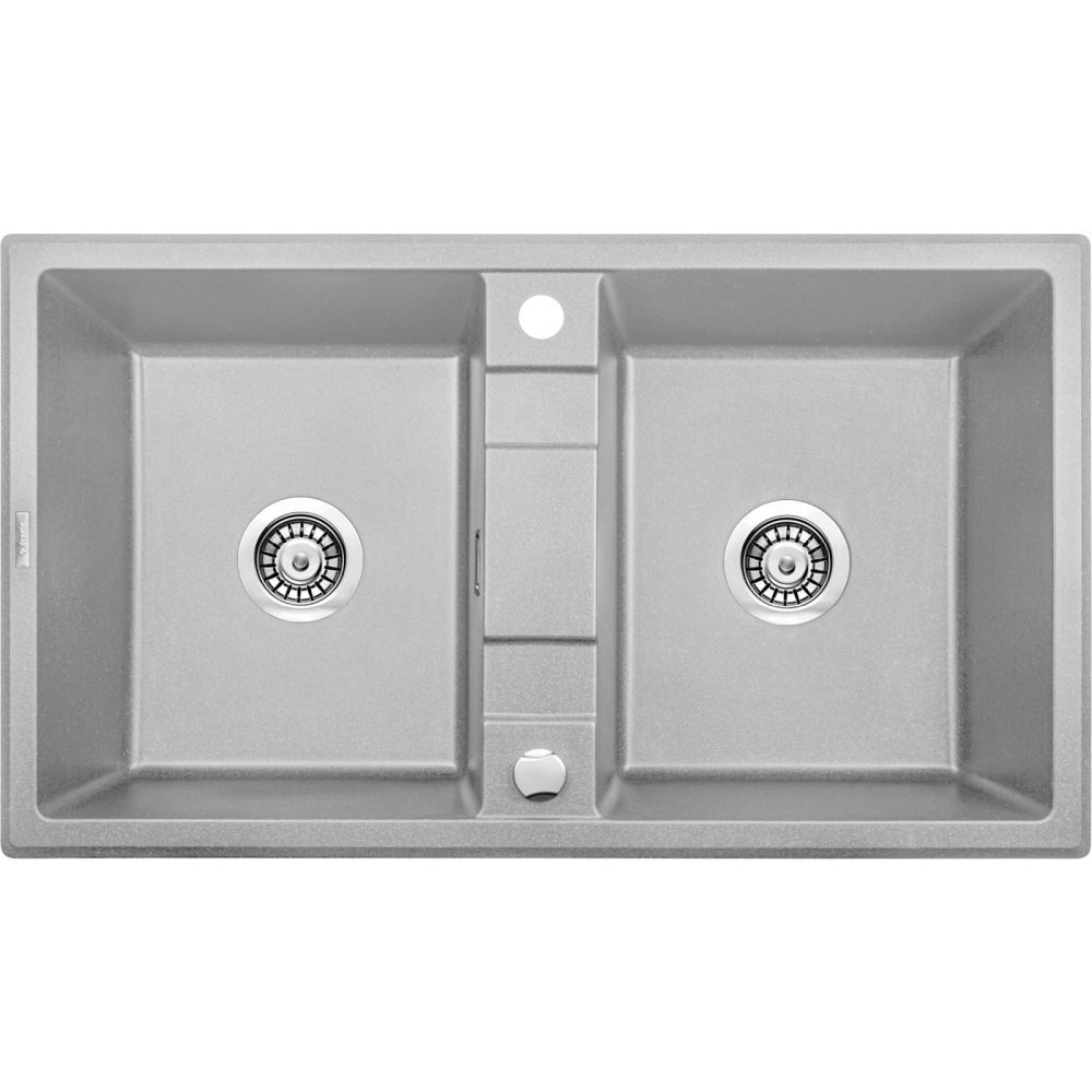 Chiuveta bucatarie compozit doua cuve gri mat Deante Eridan [1]