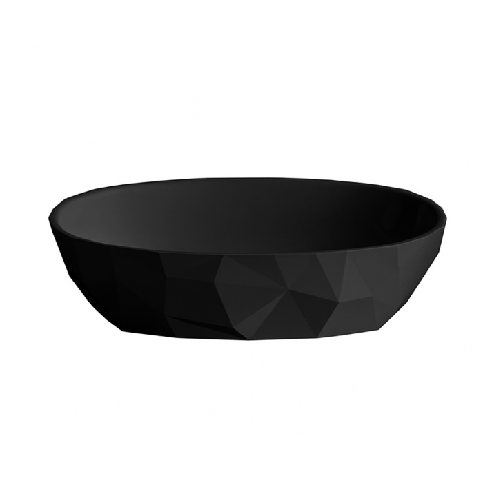 Lavoar pe blat din compozit negru mat 56 cm, oval, 3D,  Foglia Armonia Slim [5]