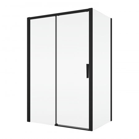 Cabine de dus simple - Cabina dus negru mat 100x80 cm, usa culisanta, grosime sticla 6 mm, tratament anticalcar, Ronal Divera