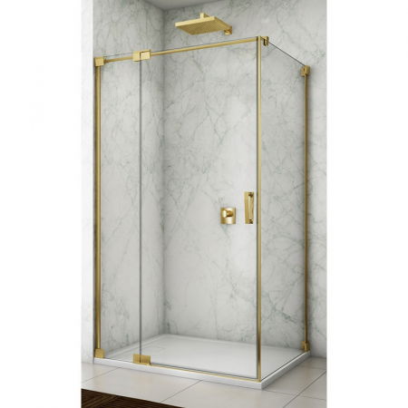 Cabine de dus simple - Cabina de dus aurie dreptunghiulara 90x90 cm Sanswiss Cadura Rubin, deschidere pe stanga