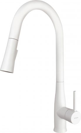 Bucatarie - Baterie chiuveta bucatarie cu dus extractibil alba Deante Lukrecja