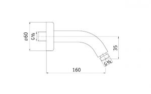 Brat dus cu montaj pe perete culoare crom Deante 160 mm, Cascada [1]