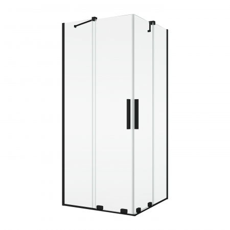Cabine de dus simple - Cabina de dus acces pe colt cu usi culisante, 80x80 cm, negru mat, Amalia Ronal