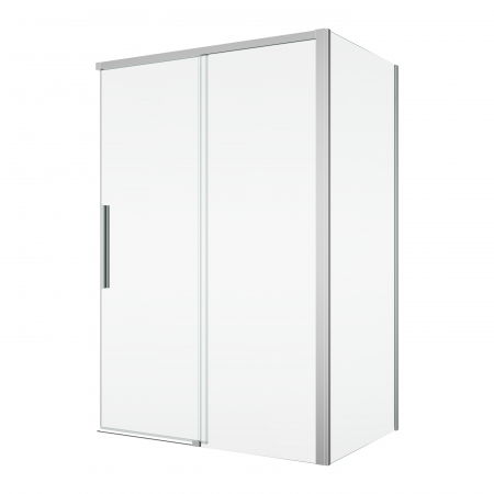 Cabine de dus simple - Cabina dus crom 140x100 cm cu usa culisanta, grosime sticla 8 mm, tratament anticalcar, Ronal Oriana