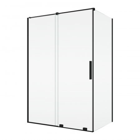 Cabine de dus simple - Cabina dus negru mat 120x80 cm cu usa culisanta, grosime sticla 8 mm, Ronal Amalia