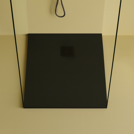 Cadite dus - Cadita de dus patrata, din compozit, neagra, 90x90 cm, Foglia Square