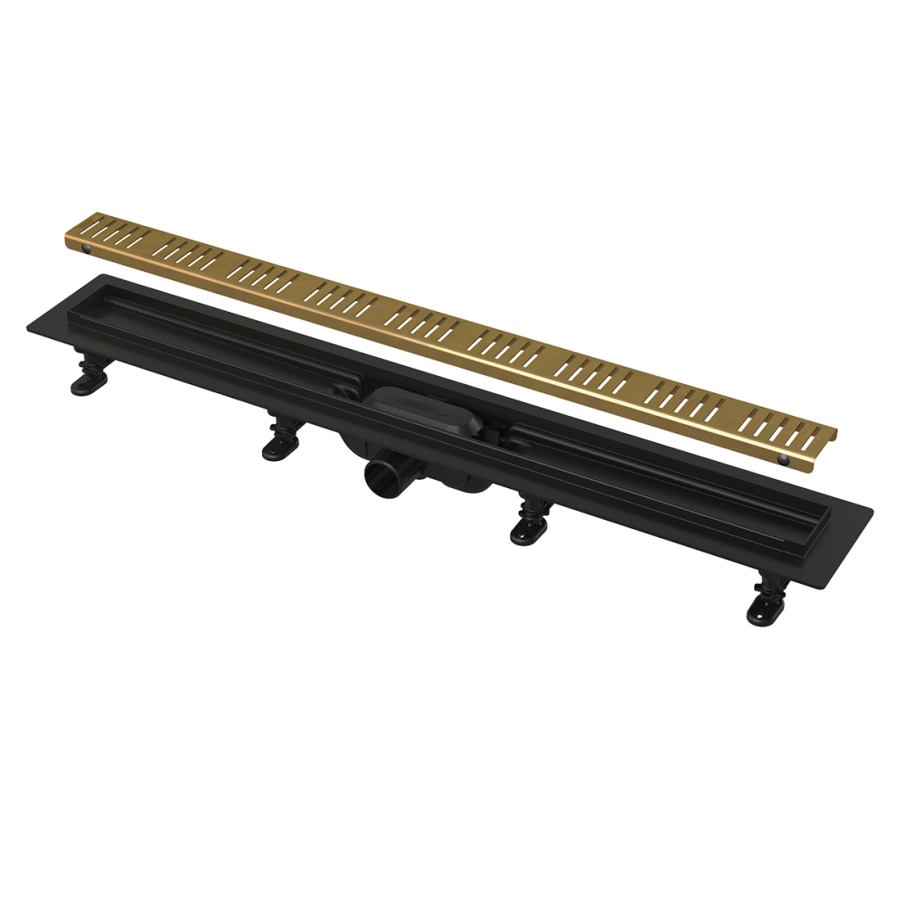 Rigola dus iesire laterala cu capac perforat auriu 550 mm Alcadrain APZ10BLACK-550BRASS, 550 mm