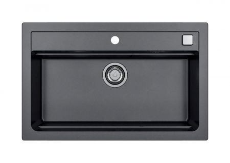 Bucatarie - Chiuveta bucatarie negru mat, material compozit cu sifon pop-up inclus, Alveus Atrox 40