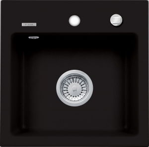 Chiuvete bucatarie compozit - Chiuveta bucatarie compozit cu orificiu pentru baterie negru mat Deante Zorba