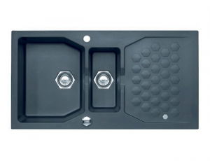 Bucatarie - Chiuveta bucatarie compozit doua cuve negru metalizat Alveus Sensual 70