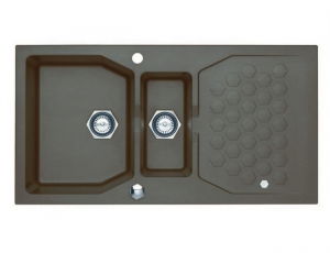 Bucatarie - Chiuveta bucatarie compozit doua cuve chocolate metalizat Alveus Sensual 70