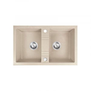 Chiuvete bucatarie compozit - Chiuveta bucatarie dubla compozit bej mat Ferro Mezzo