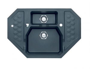 Bucatarie - Chiuveta bucatarie pe colt compozit negru metalizat Alveus Sensual 60