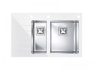 Bucatarie - Chiuveta bucatarie alba sticla si inox, cuva dreapta, Alveus Crystalix 20