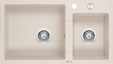 Bucatarie - Chiuveta bucatarie din granit, cu doua cuve, bej, 78x44x18 cm, Deante