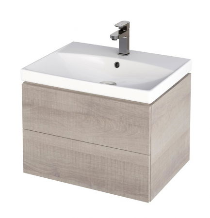 Mobilier pentru lavoar - Mobilier baie suspendat pentru lavoar 60 cm cu 2 sertare stejar Cersanit City