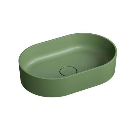 Chiuvete baie - Lavoar compozit cu montare pe blat, 60x38 cm, verde mat, Foglia Evo