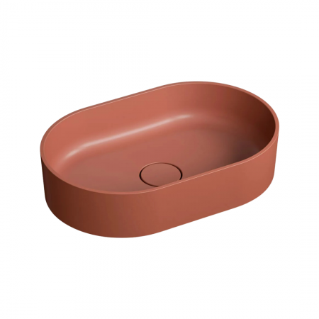 Chiuvete baie - Lavoar compozit cu montare pe blat, 60x38 cm, teracota mat, Foglia Evo