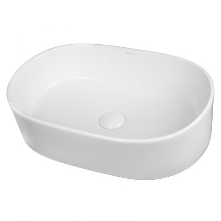 Baie - Lavoar pe blat alb lucios 56 cm, oval, Fluminia Tisa