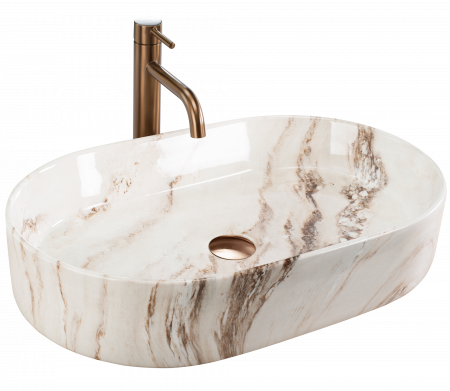 Chiuvete baie - Lavoar pe blat, imitatie piatra, oval 60 cm, Rea Nadia