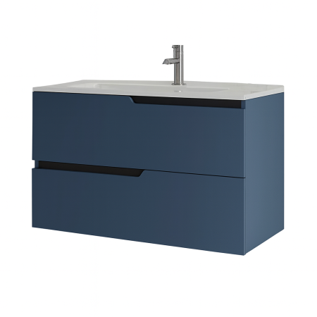 Mobilier pentru lavoar - Mobilier pentru lavoar incastrat 80 cm,  albastru mat, Fluminia Bari