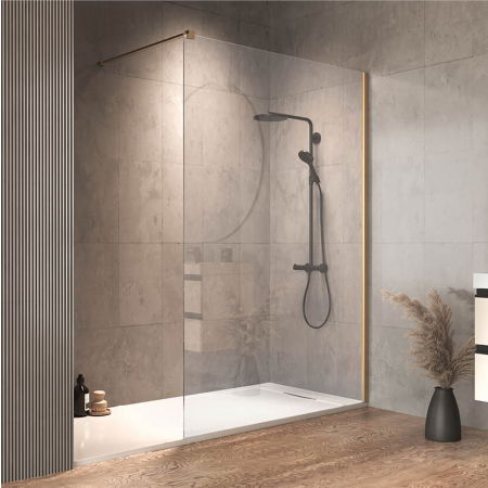 Paravane de dus walk-in - Paravan dus walk-in auriu periat sticla securizata 8 mm 140x200 cm, Kolpasan Calypso