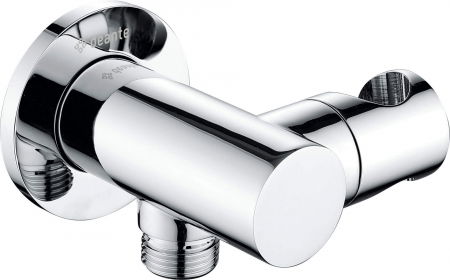 Pare, furtunuri și accesorii pentru duș - Racord unghiular pentru furtun de dus cu suport crom, Cascada, Deante