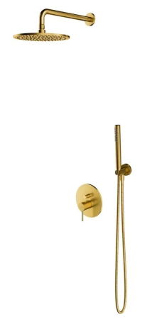 Seturi de dus - Set de duș cu baterie încastrata, corp inclus, diametru palarie 25 cm, auriu periat, OMNIRES Y