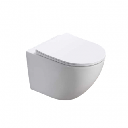 Baie - Set vas wc vortex suspendat, Rotund, Foglia Oslo si capac softclose alb