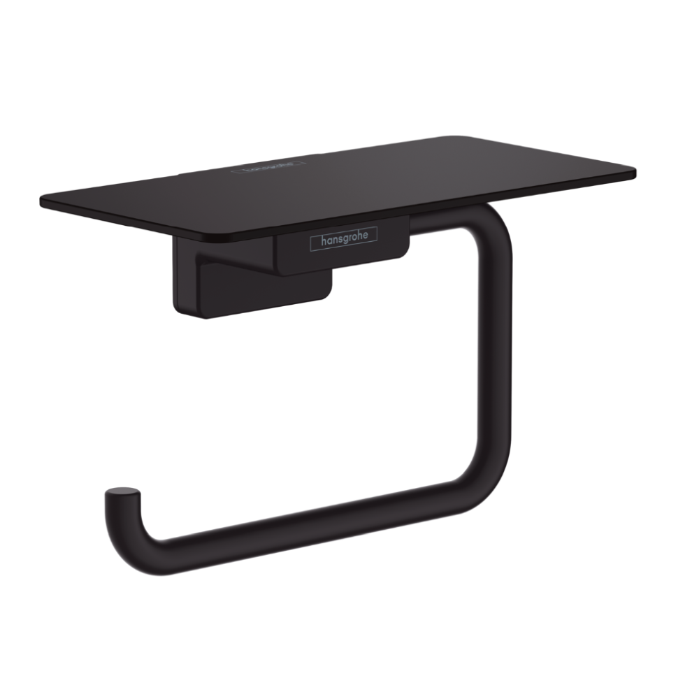 Accesorii toaleta - Suport hartie igienica cu polita, culoare negru mat Hansgrohe AddStoris 41772670