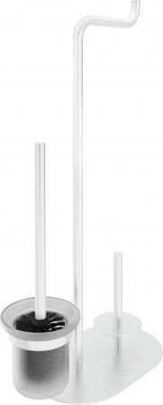 Baie - Perie wc cu suport hartie igienica 3 in 1, alb mat, Deante Silia