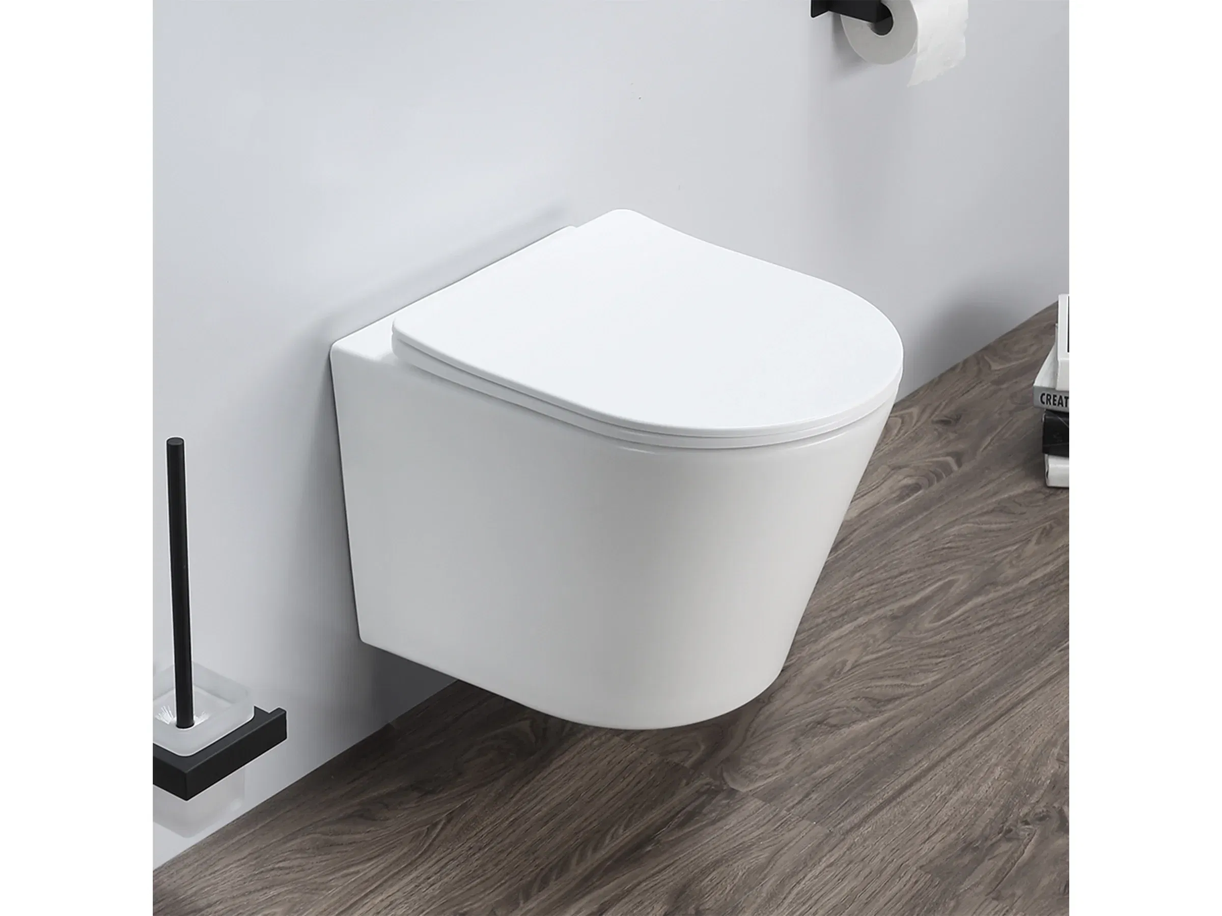 Vase WC - Vas wc suspendat rimless cu capac quick release si soft close, alb, Fluminia Clementina