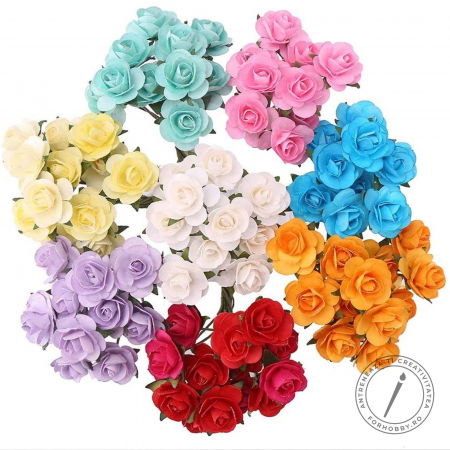 Accesorii craft - flori-din-hartie-12bc-trandafir-2cm