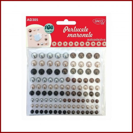Accesorii craft - perle-jumatati-autoadezive-perlucele-maronele-ad305