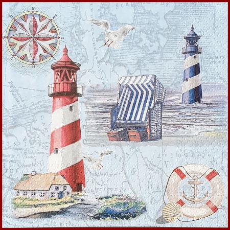 Florale, peisaje - servetel-decorativ-pentru-decoupage-33x33cm-harta-navala