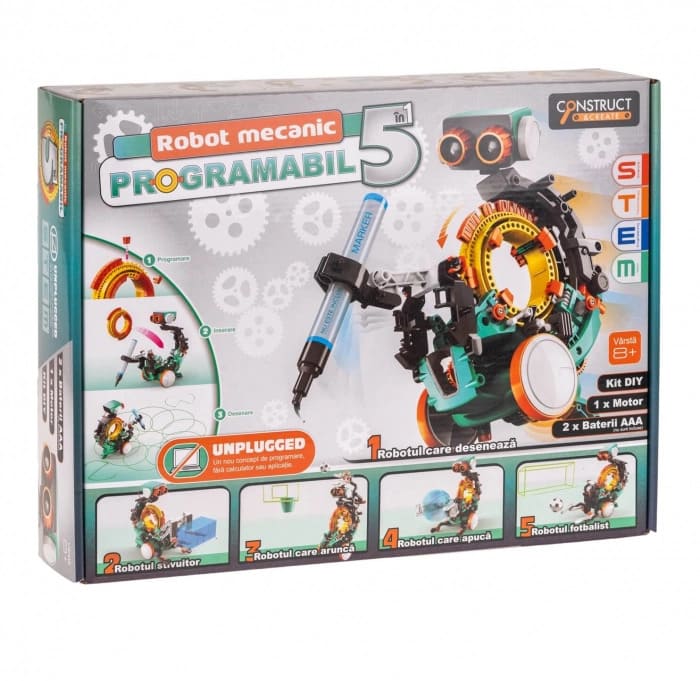 Kit construcție Coding Robot 5 în 1 mecanic (RO)