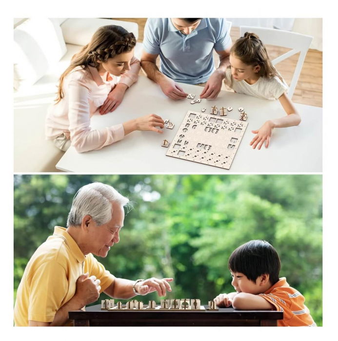 Set puzzle din lemn - Tabla de sah cu pioni [8]