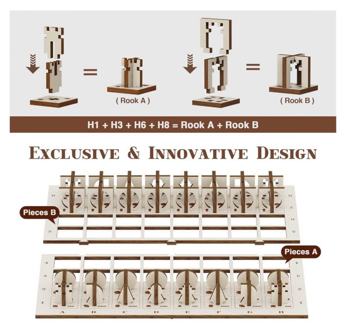 Set puzzle din lemn - Tabla de sah cu pioni [4]
