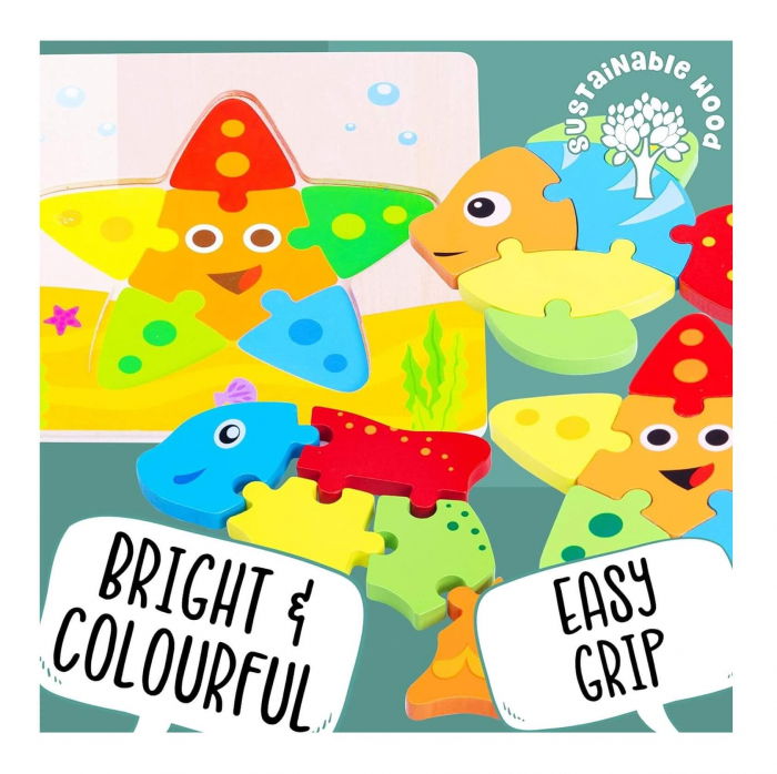 Set puzzle din lemn - Let's Play Under the Sea [3]