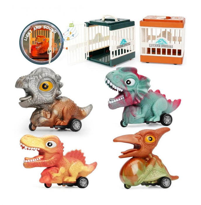 Set 4 masini - Dinozauri captivi in custi interactive [2]