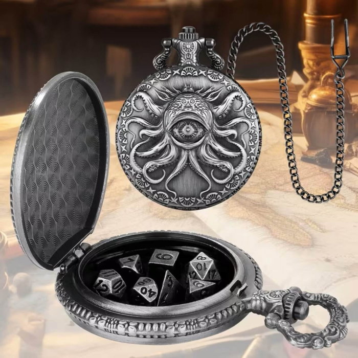 Set 7 mini zaruri metalice DND - Cutie cadou [4]