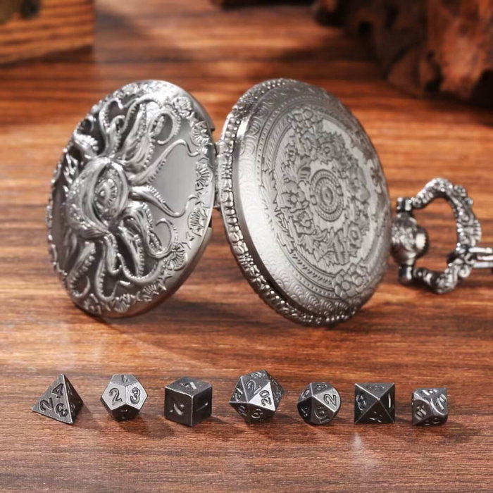 Set 7 mini zaruri metalice DND - Cutie cadou [5]