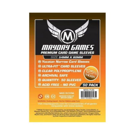 Accesorii jocuri de societate - Mayday Premium Yucatan Narrow Card Sleeves - 54x80mm
