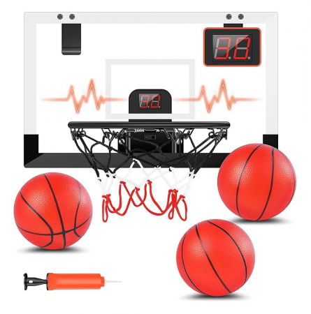 Accesorii jocuri de societate - Mini joc de baschet cu tabela electronica - 3 mingi